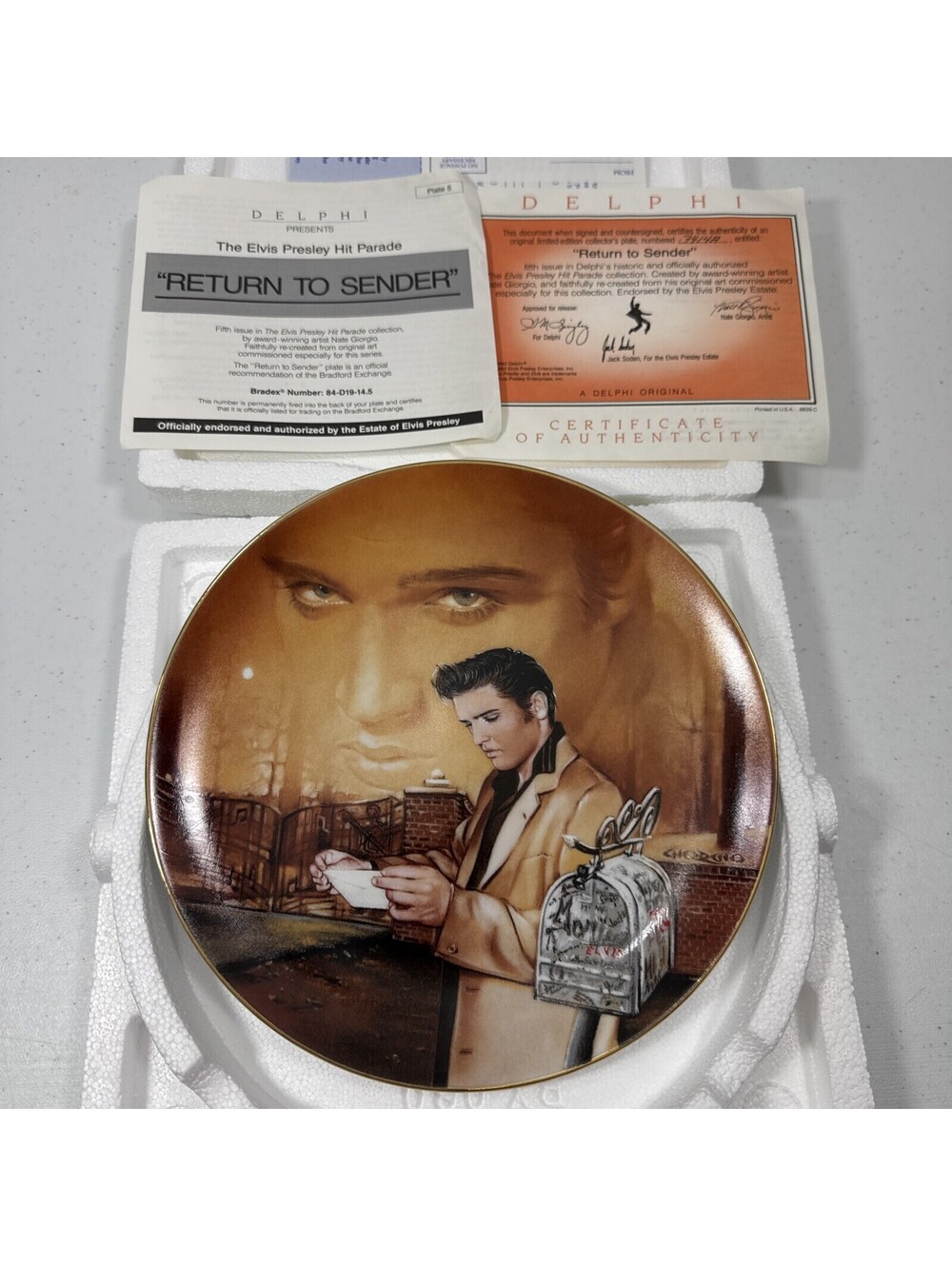 1992 Elvis Presley “Return to Sender” Delphi Collector Plate 5 Bradford Exchange